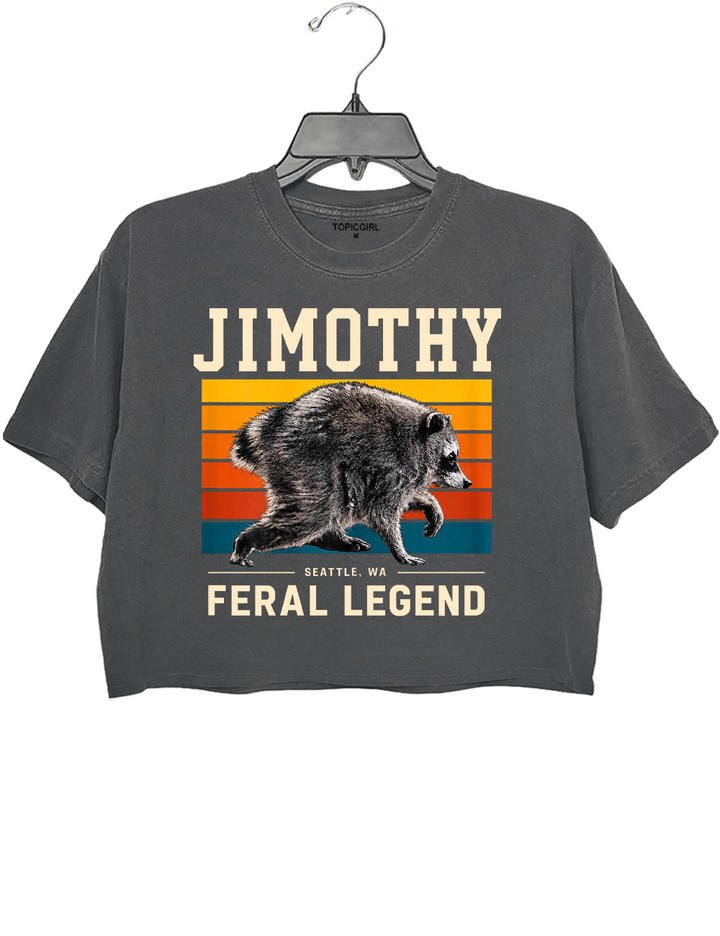 Retro Jimothy Raccoon Seattle Feral Crop Top