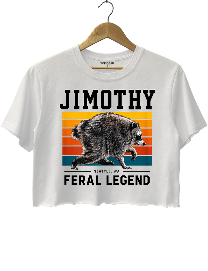 Retro Jimothy Raccoon Seattle Feral Crop Top