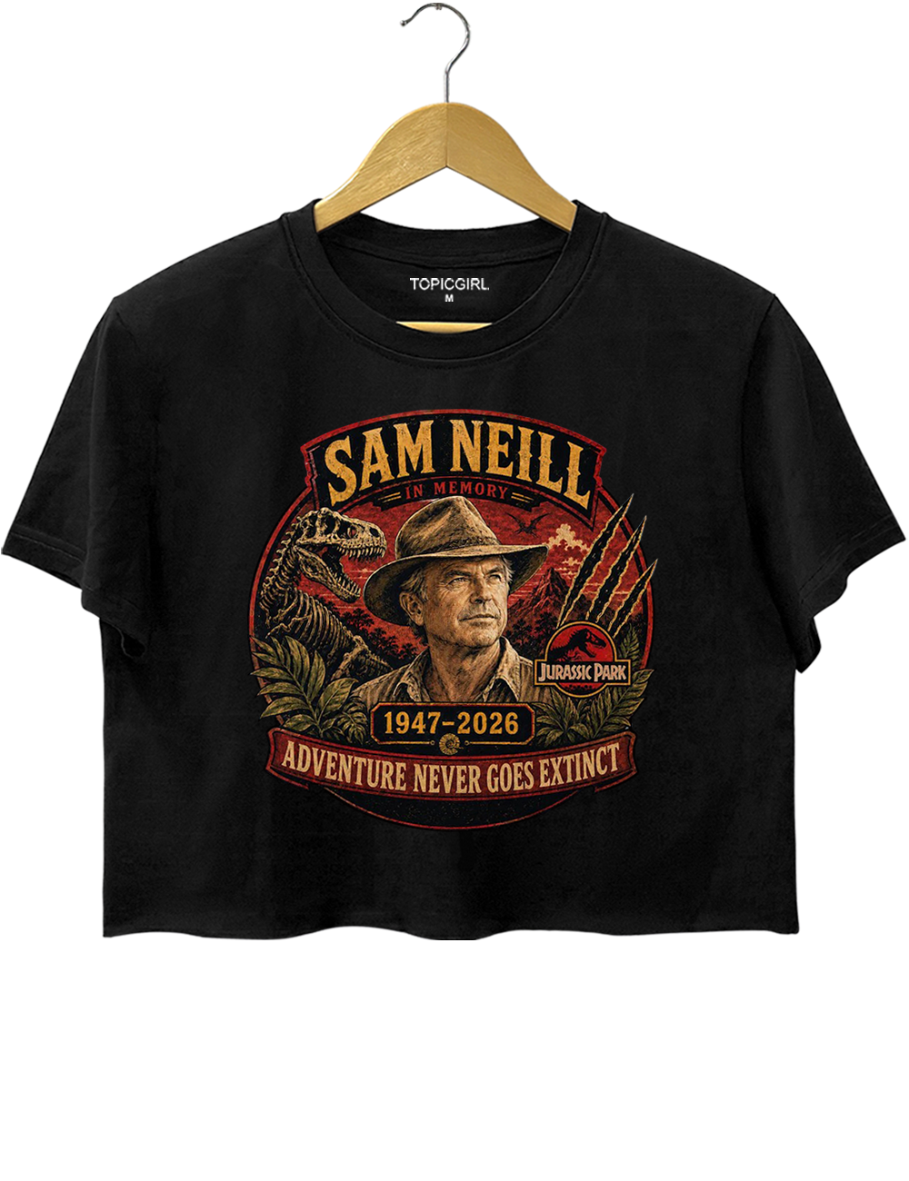 Sam Neill Adventure Never Goes Extinct Crop Top