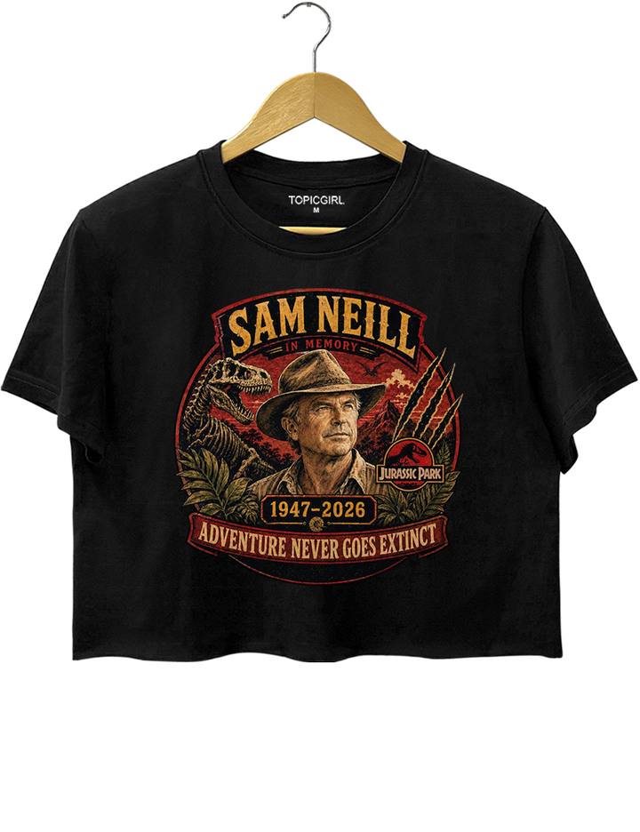 Sam Neill Adventure Never Goes Extinct Crop Top