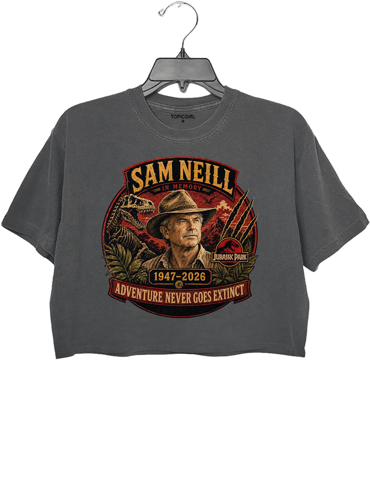 Sam Neill Adventure Never Goes Extinct Crop Top