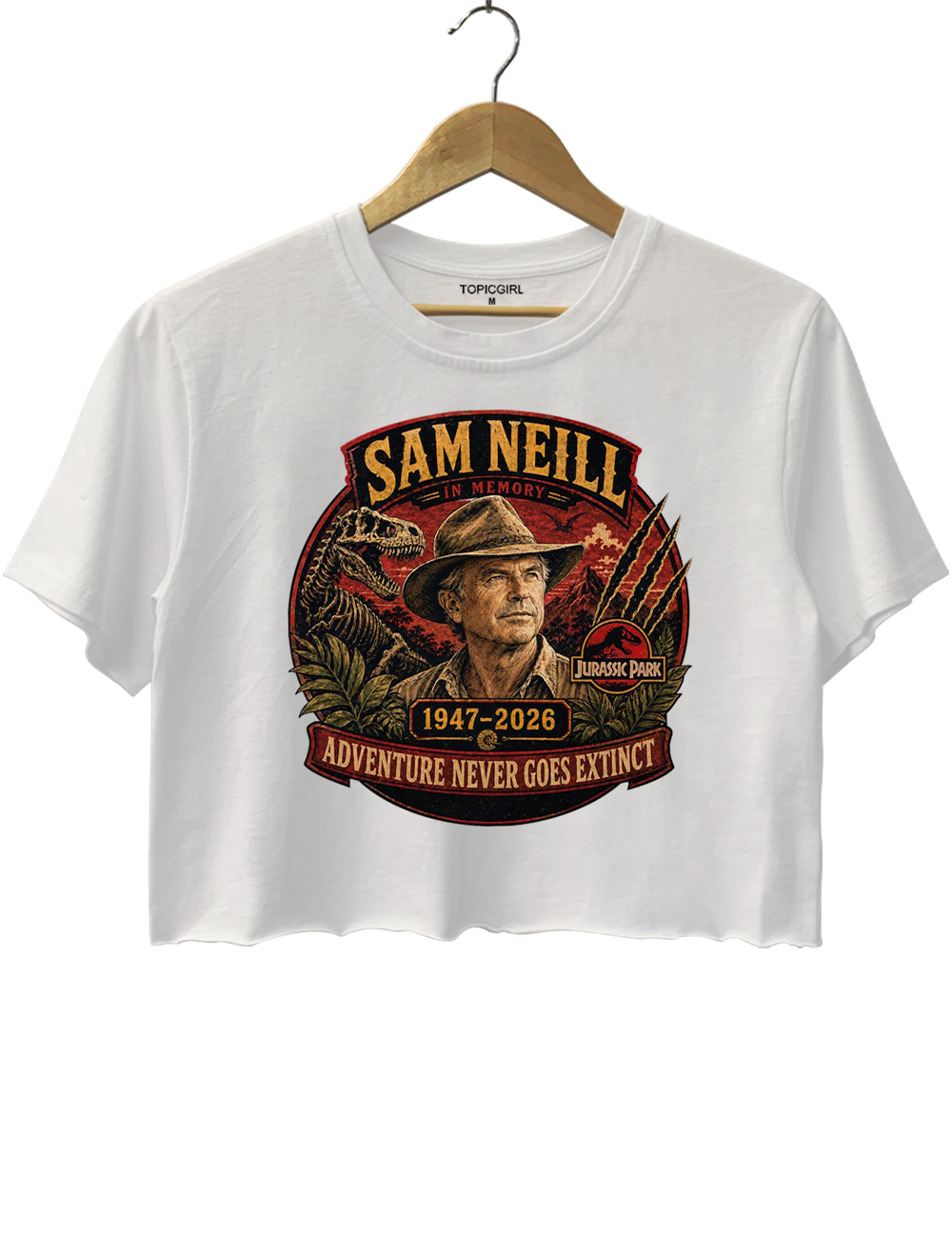 Sam Neill Adventure Never Goes Extinct Crop Top