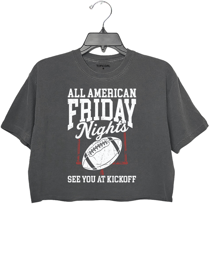 All American Friday Nights See You At Kickoff Crop Top