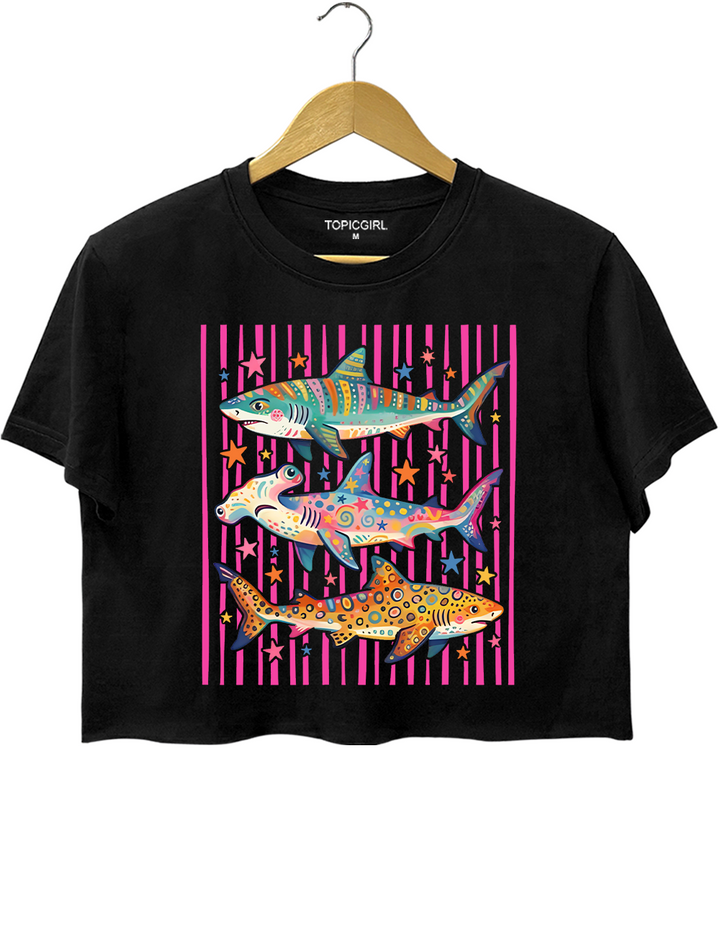 Summer Beach Shark Week Lover Crop Top
