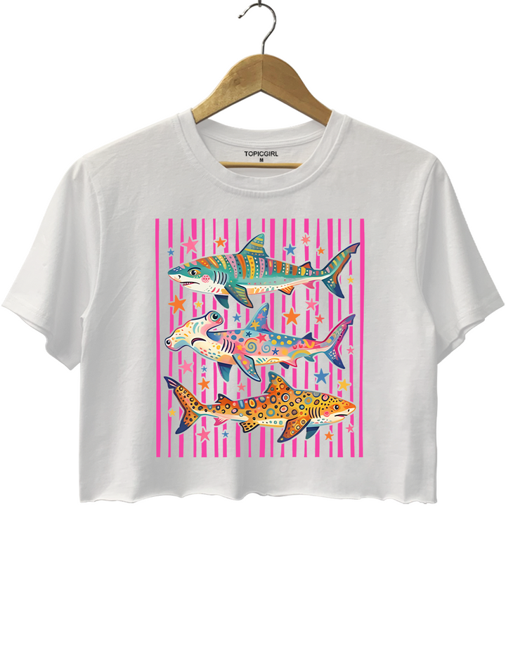 Summer Beach Shark Week Lover Crop Top