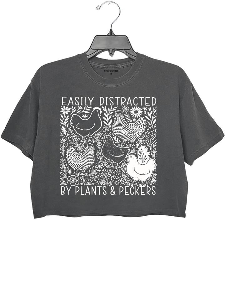 Easily Distracted By Plants and Peckers Crop Top