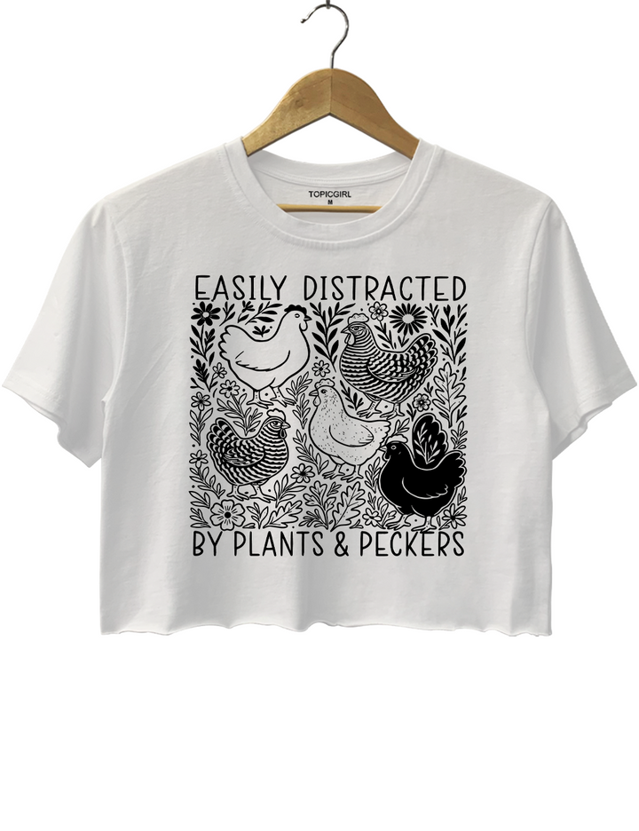 Easily Distracted By Plants and Peckers Crop Top
