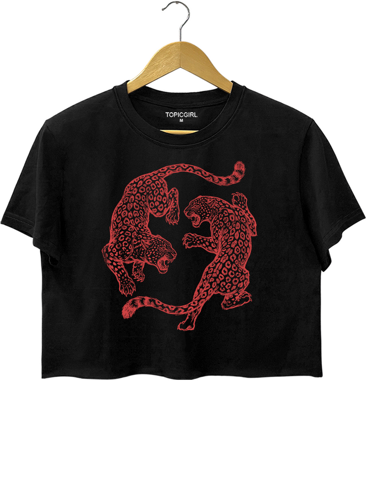 Vintage Leopard Fighting Crop Top