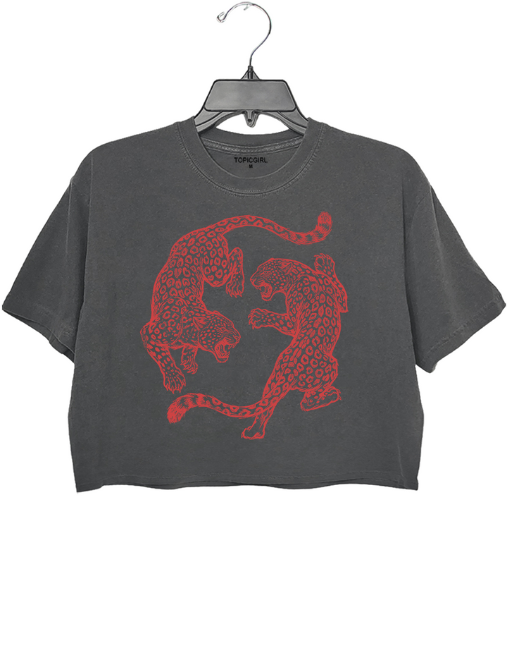 Vintage Leopard Fighting Crop Top