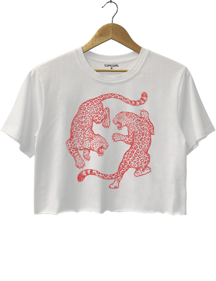 Vintage Leopard Fighting Crop Top