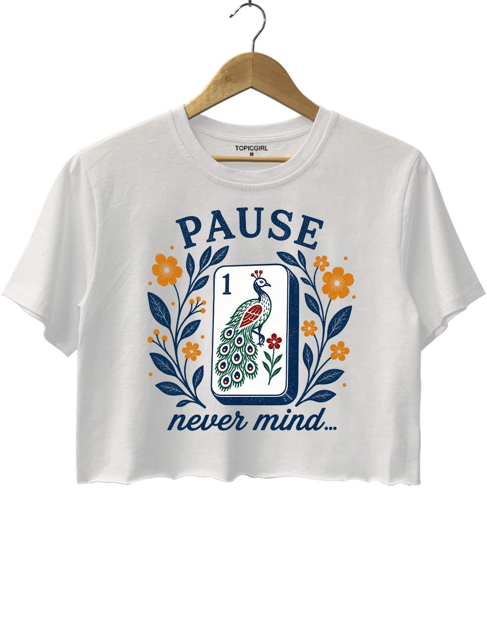 Pause Nevermind Funny Mahjong Crop Top
