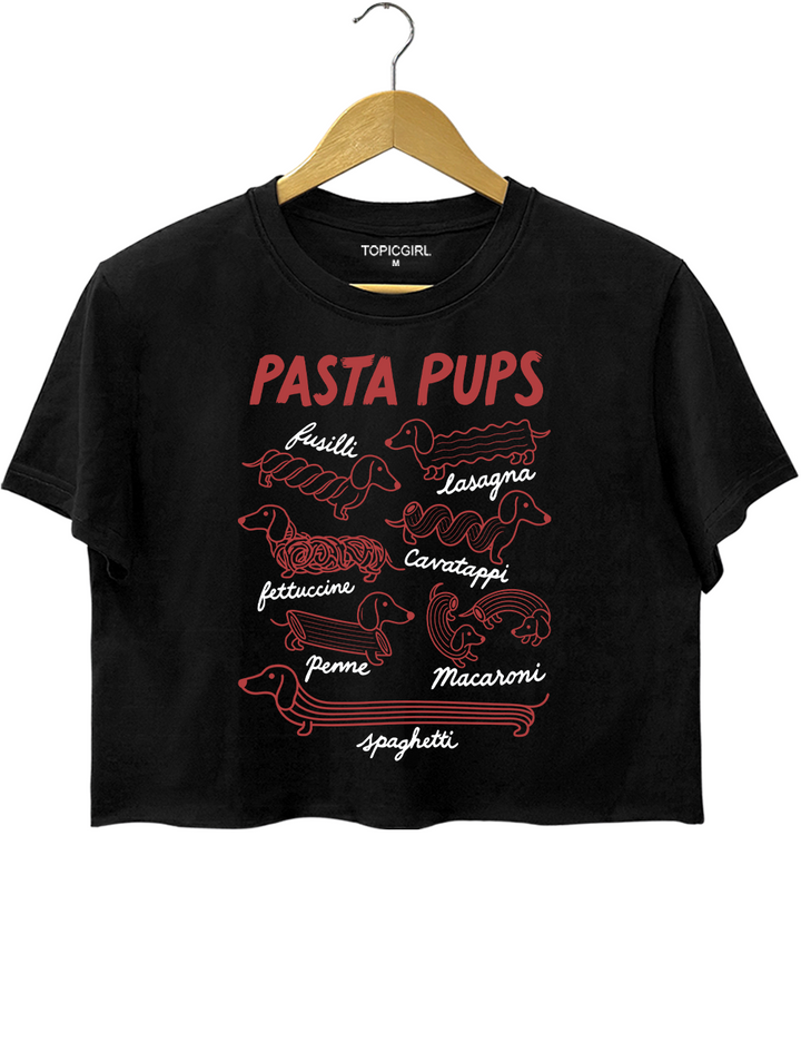 Funny Dachshund Spagetti Crop Top
