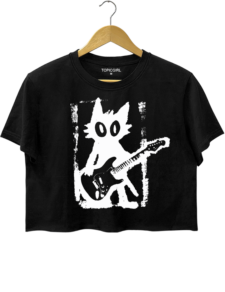 Rock and Roll Cat Crop Top