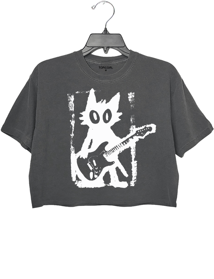 Rock and Roll Cat Crop Top