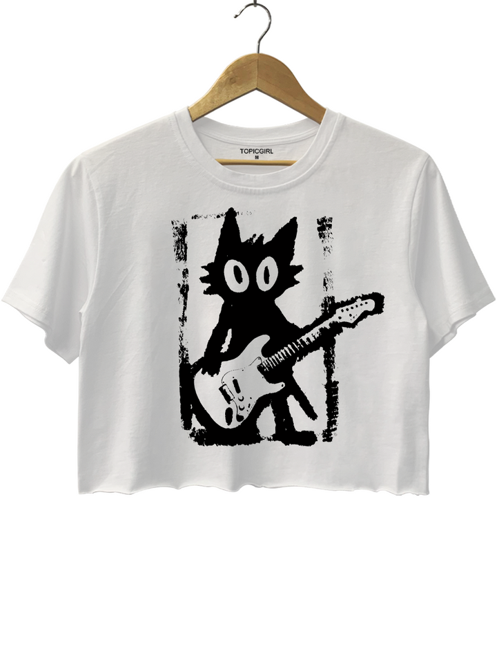 Rock and Roll Cat Crop Top