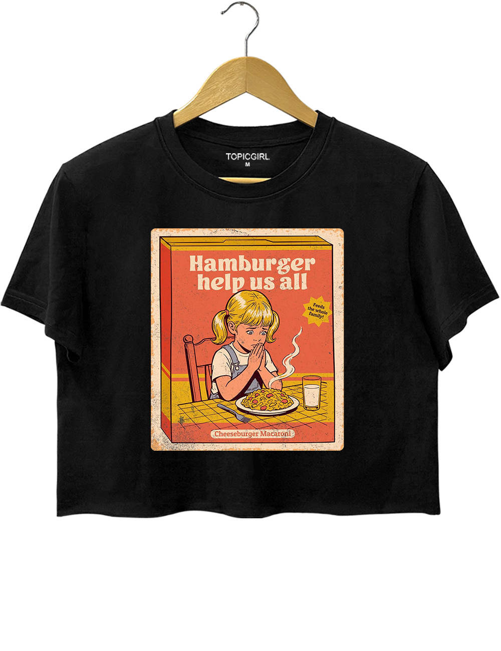Hamburger Help Us All Dark Humor Crop Top