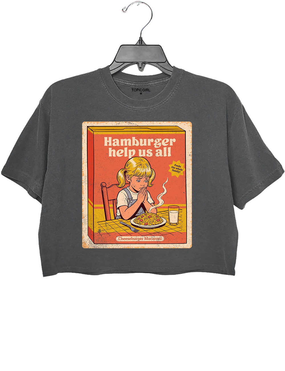Hamburger Help Us All Dark Humor Crop Top