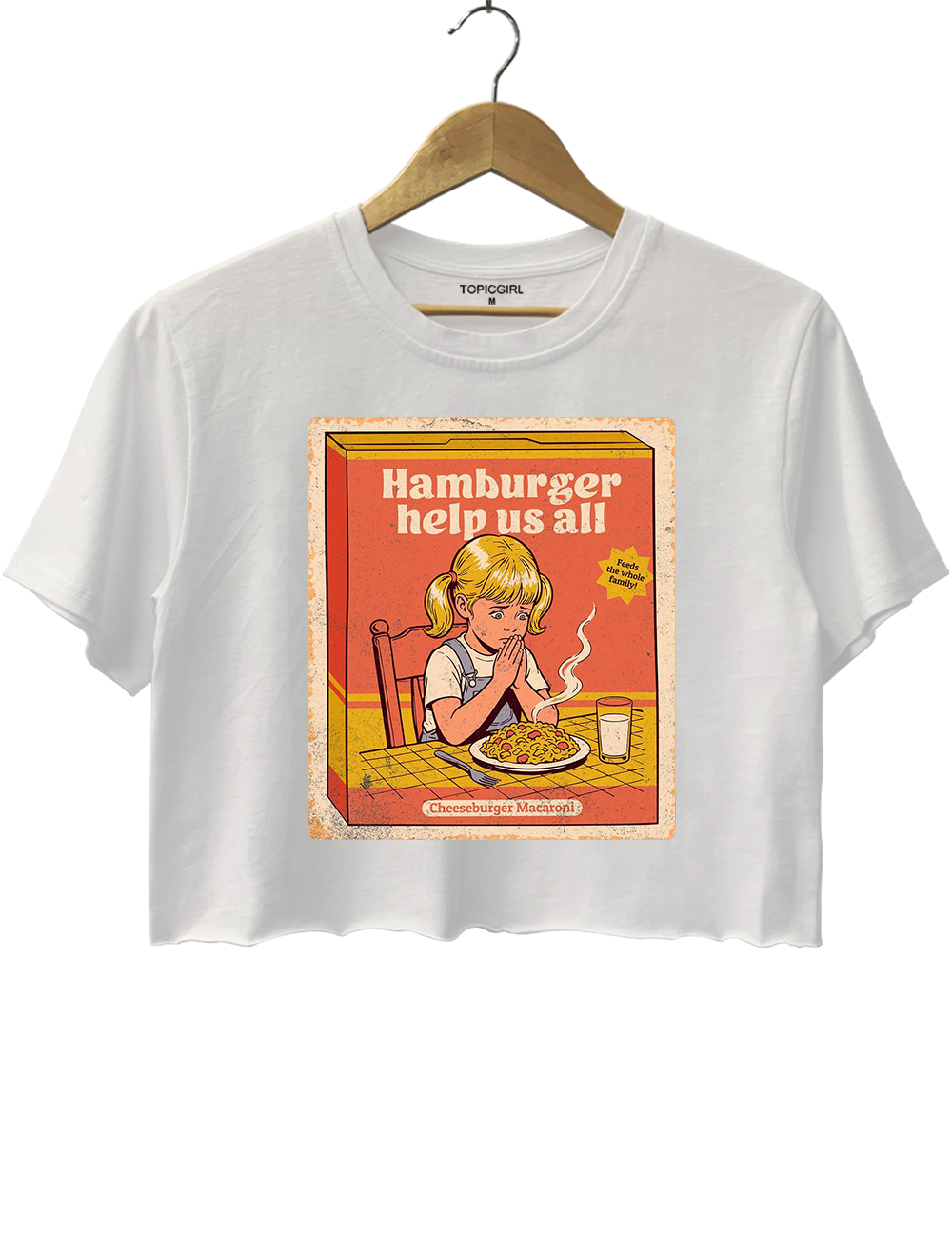 Hamburger Help Us All Dark Humor Crop Top