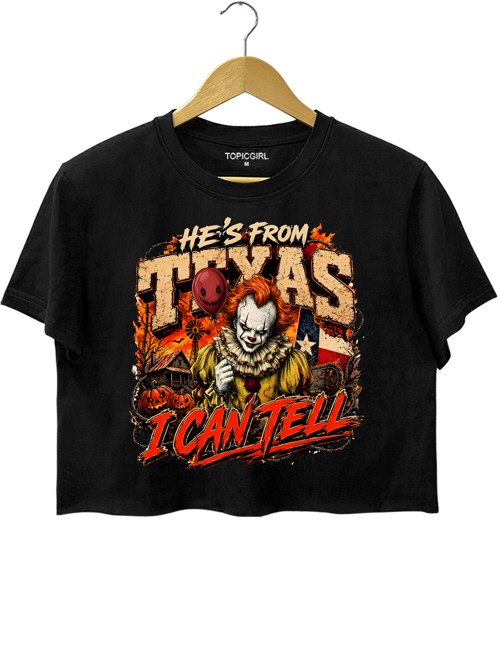 He‘s From Texas I Can Tell Pennywise Crop Top