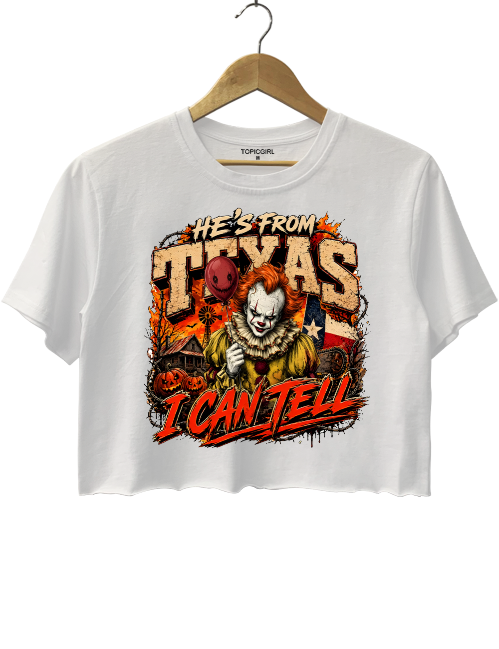 He‘s From Texas I Can Tell Pennywise Crop Top