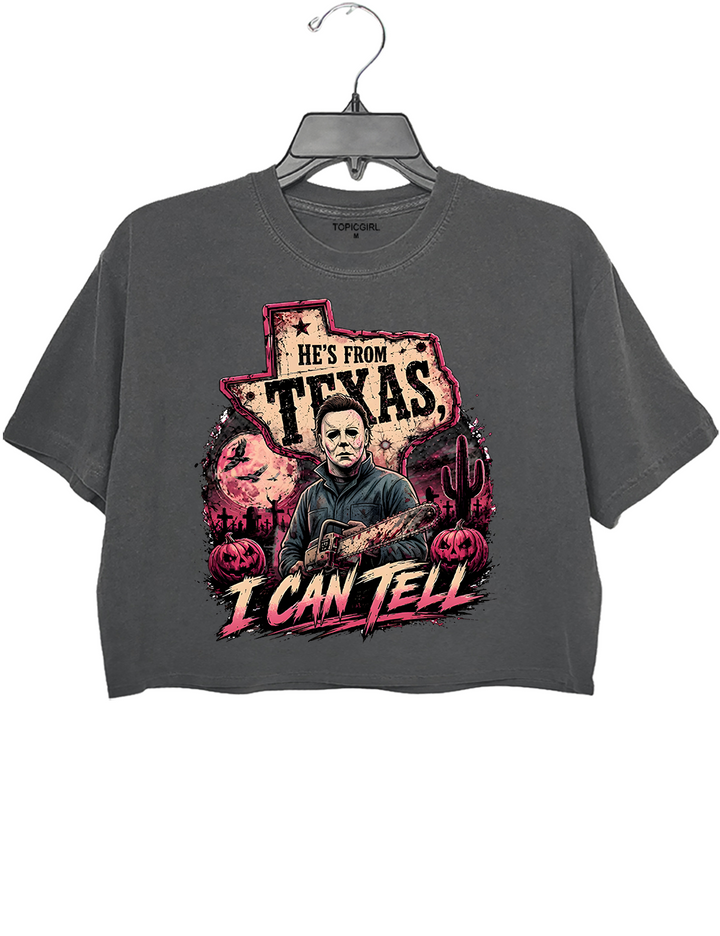 He‘s From Texas I Can Tell Michael Crop Top