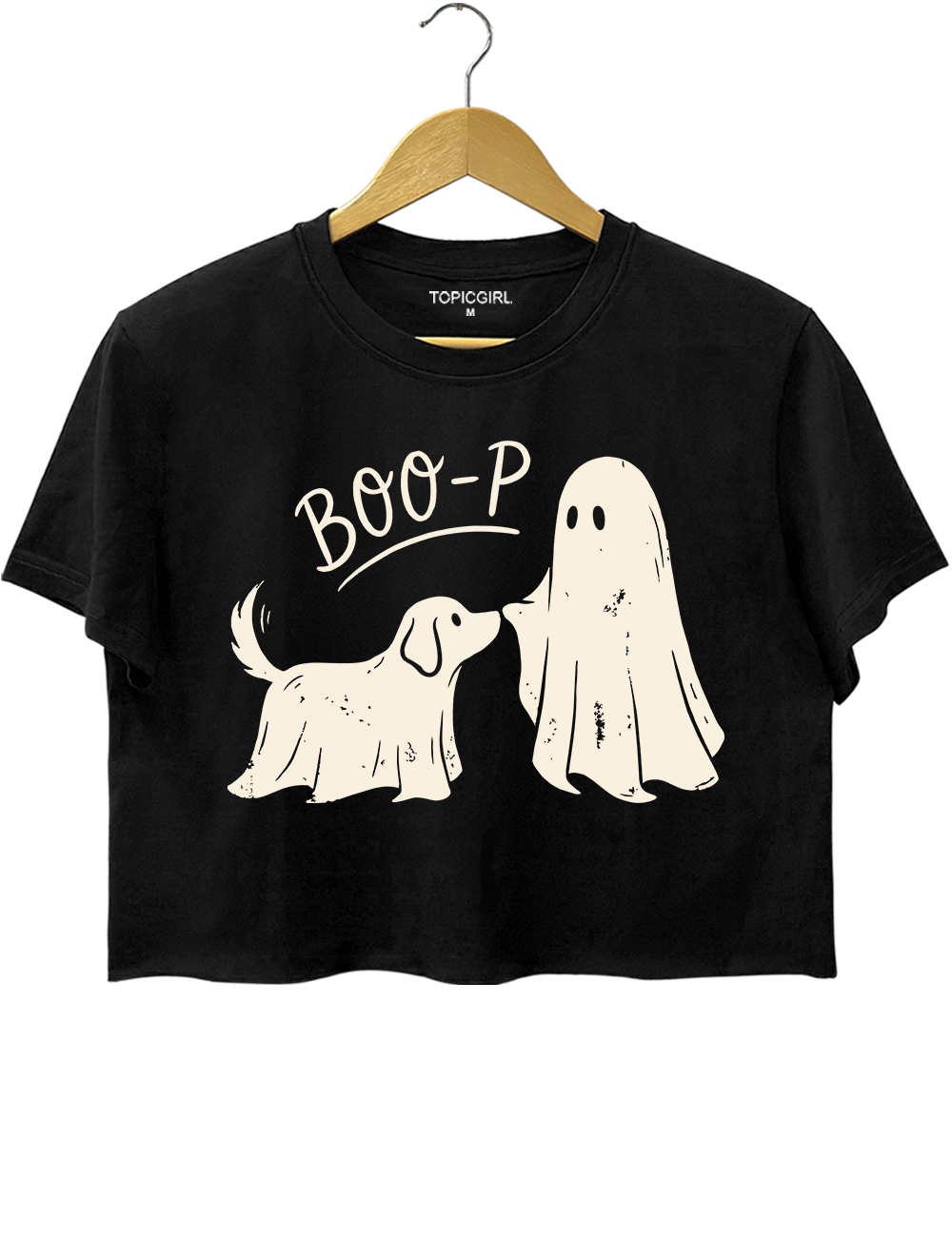 Boo-p Ghost Dog Funny Halloween Crop Top