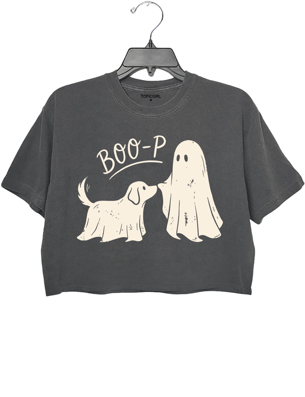 Boo-p Ghost Dog Funny Halloween Crop Top