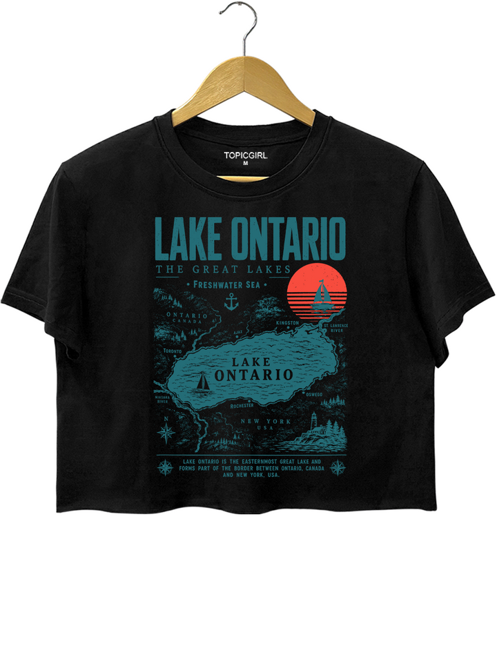 Lake Ontario Great Lakes Retro Lake Life Crop Top