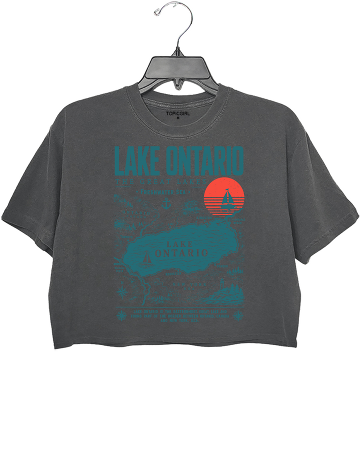 Lake Ontario Great Lakes Retro Lake Life Crop Top