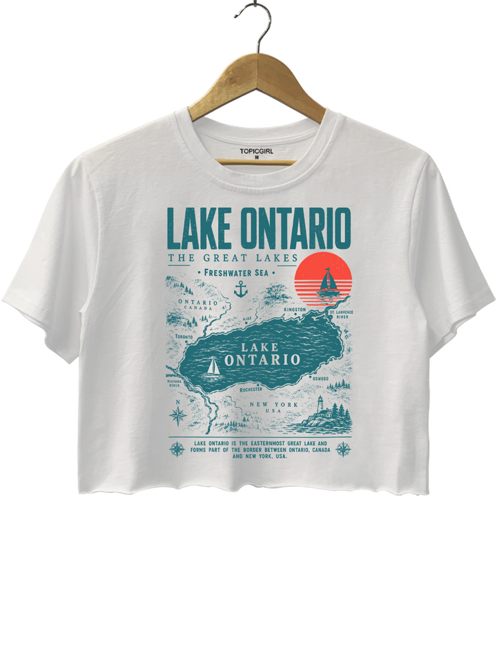 Lake Ontario Great Lakes Retro Lake Life Crop Top