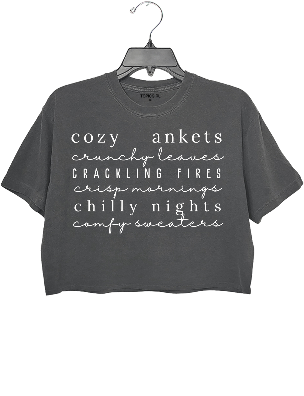 Cozy Blankets Crackling Flres Chilly Nights Crop Top