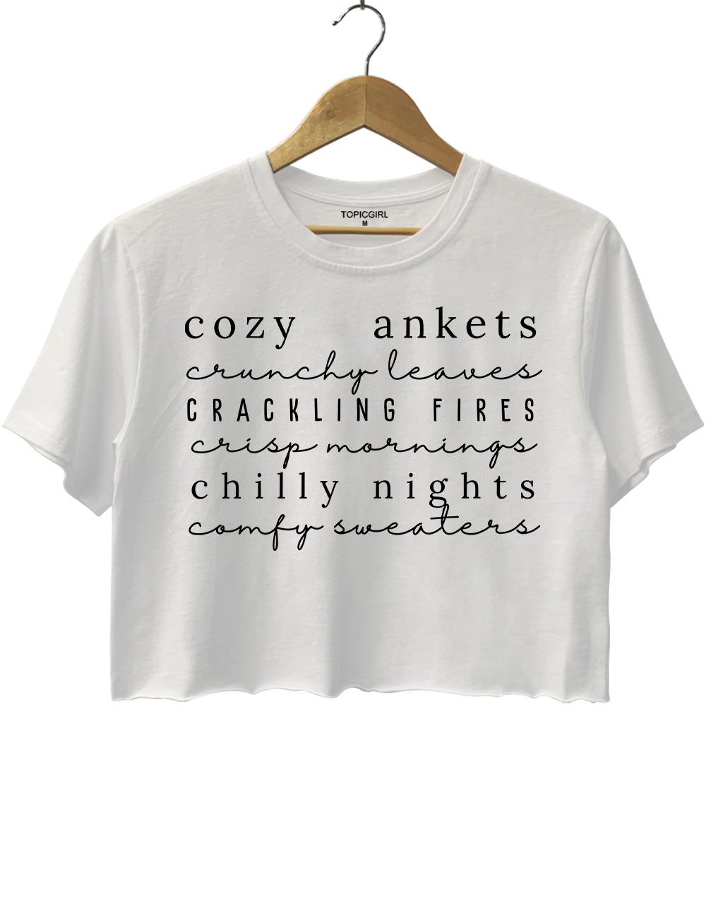 Cozy Blankets Crackling Flres Chilly Nights Crop Top