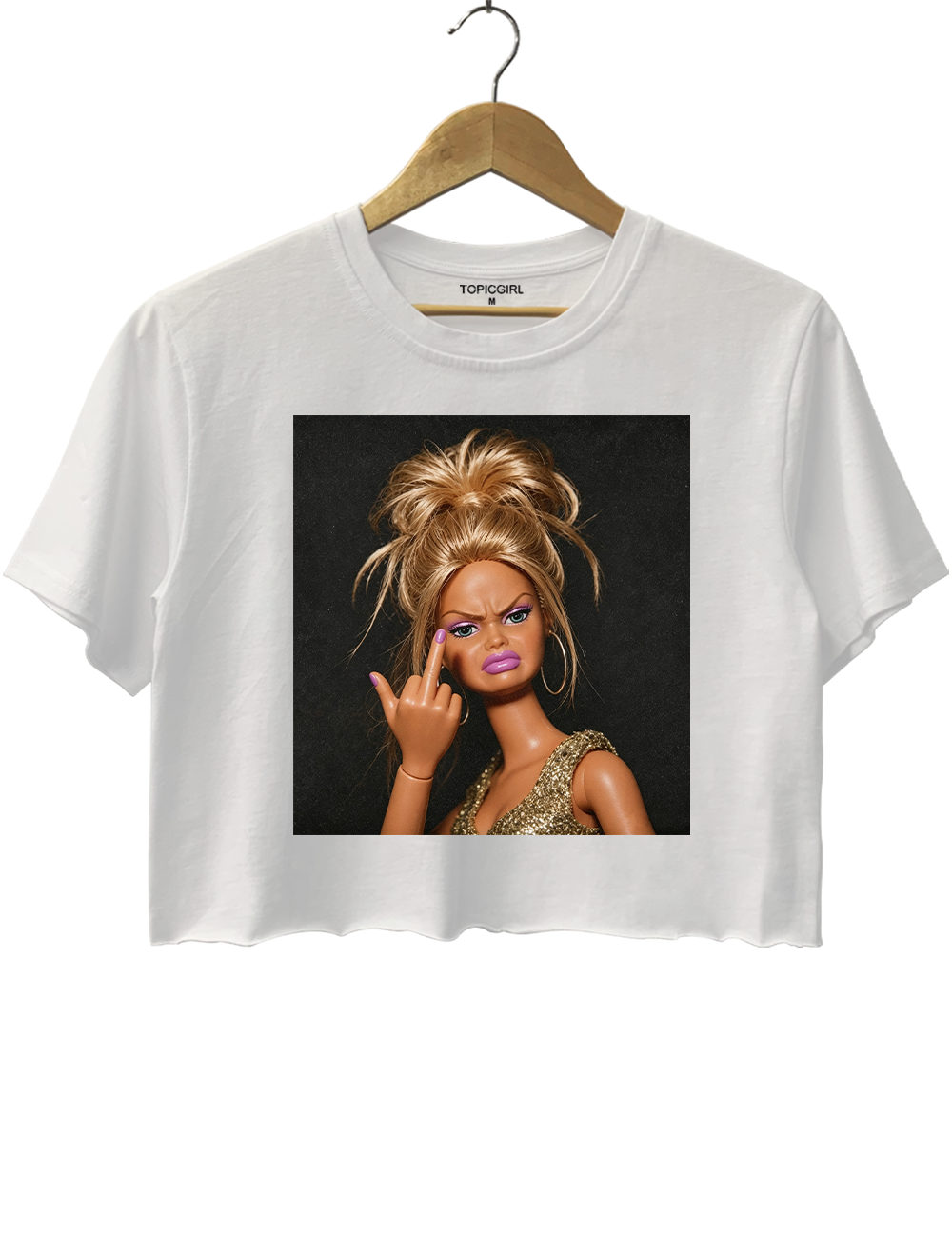 Middle Finger Doll Funny Meme Crop Top