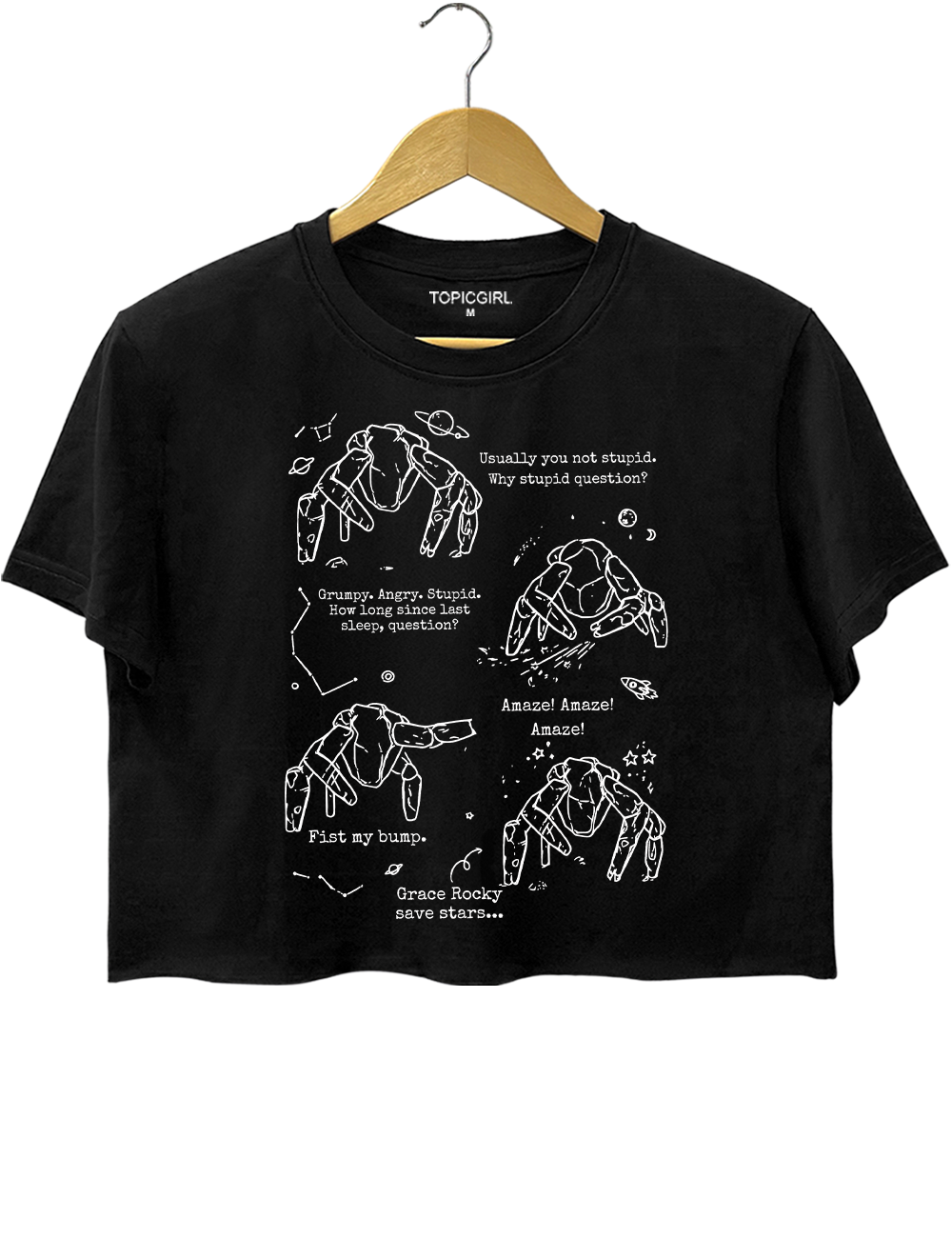 Amaze Rocky Alien Funny Sci-Fi Quote Crop Top