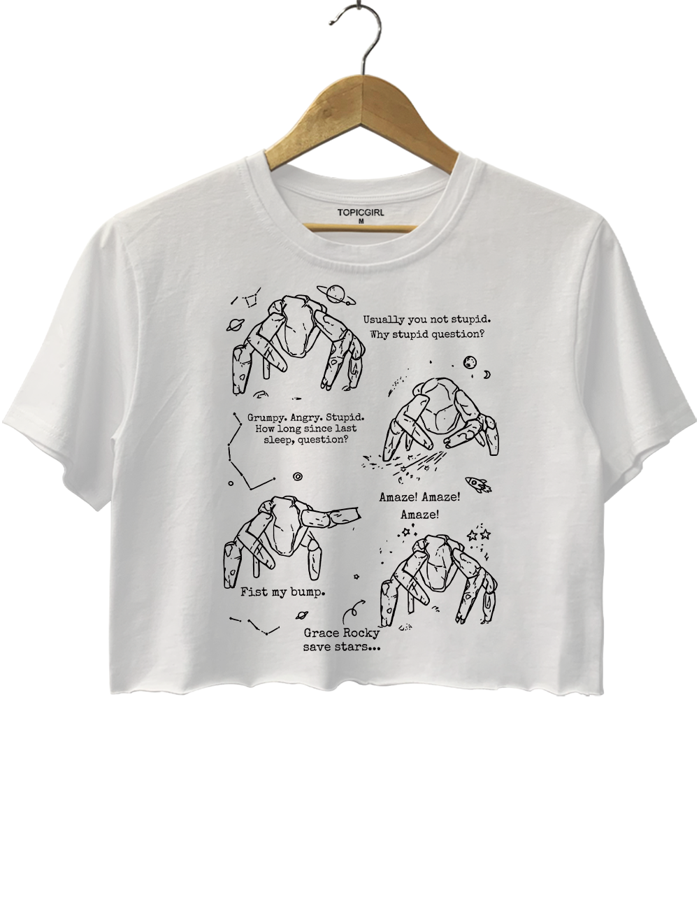 Amaze Rocky Alien Funny Sci-Fi Quote Crop Top