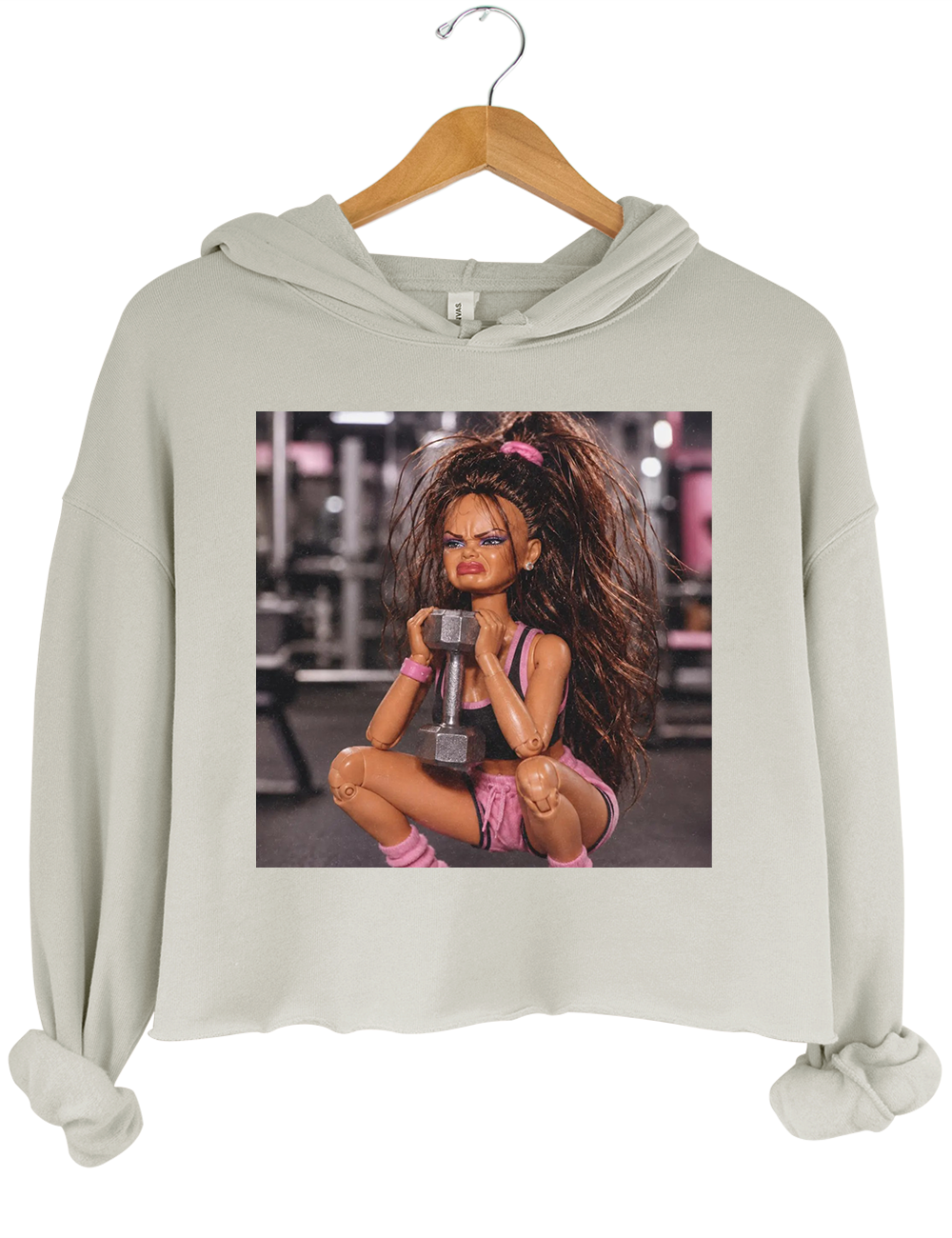 Fitness Doll Face Meme Crop Hoodie