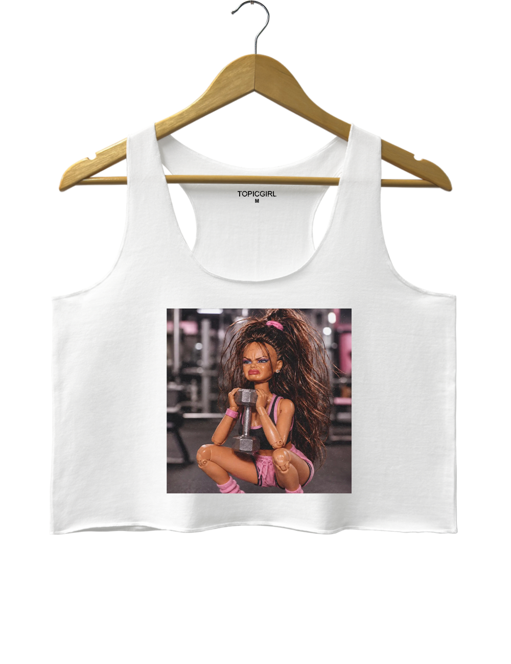 Fitness Doll Face Meme Crop Tank Top