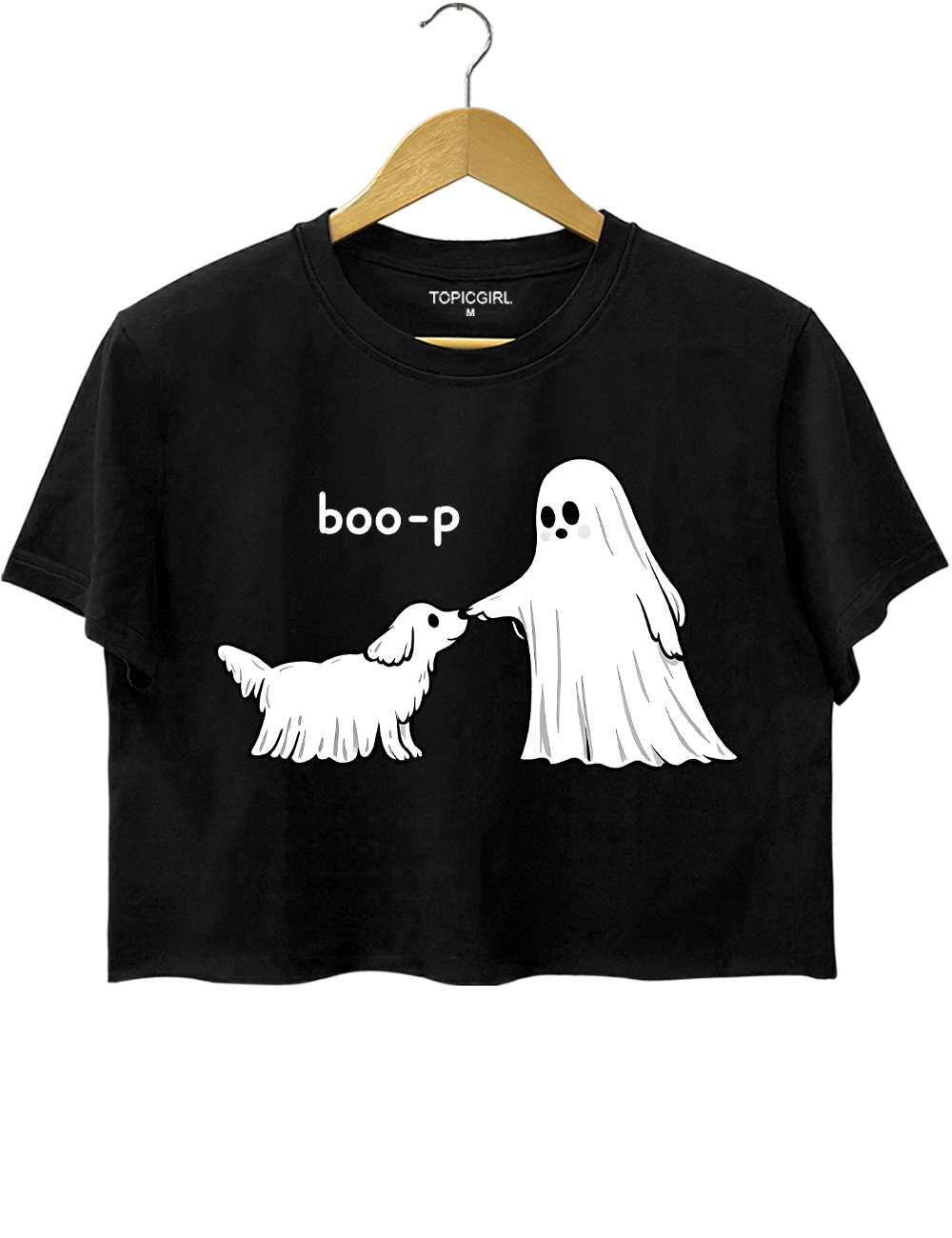 Cute Ghost Dog Boo-P Halloween Crop Top