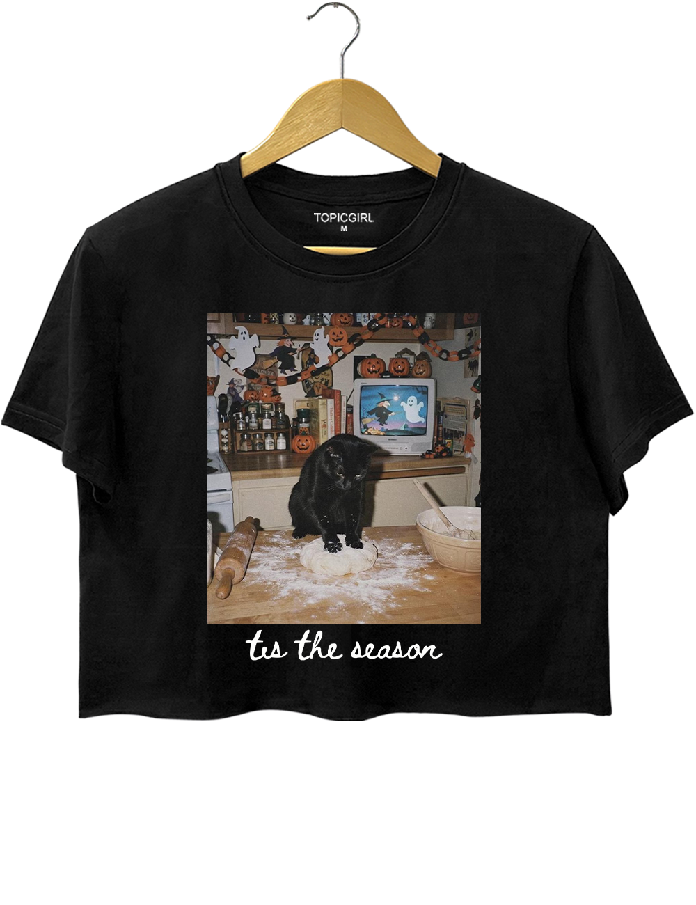 Halloween Black Cat Crop Top