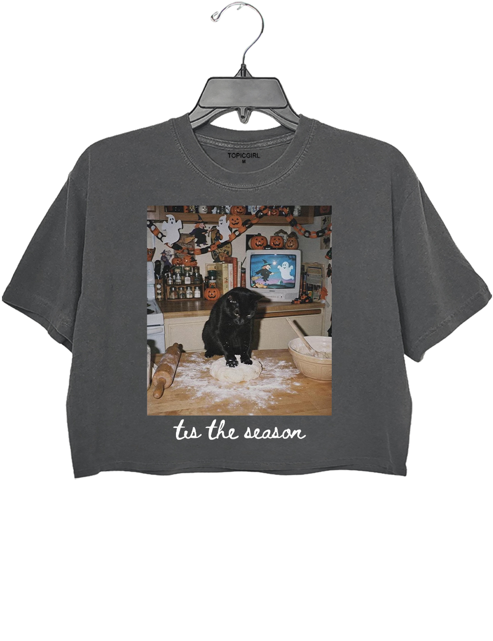 Halloween Black Cat Crop Top