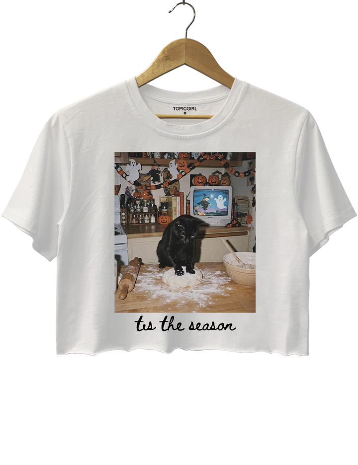 Halloween Black Cat Crop Top