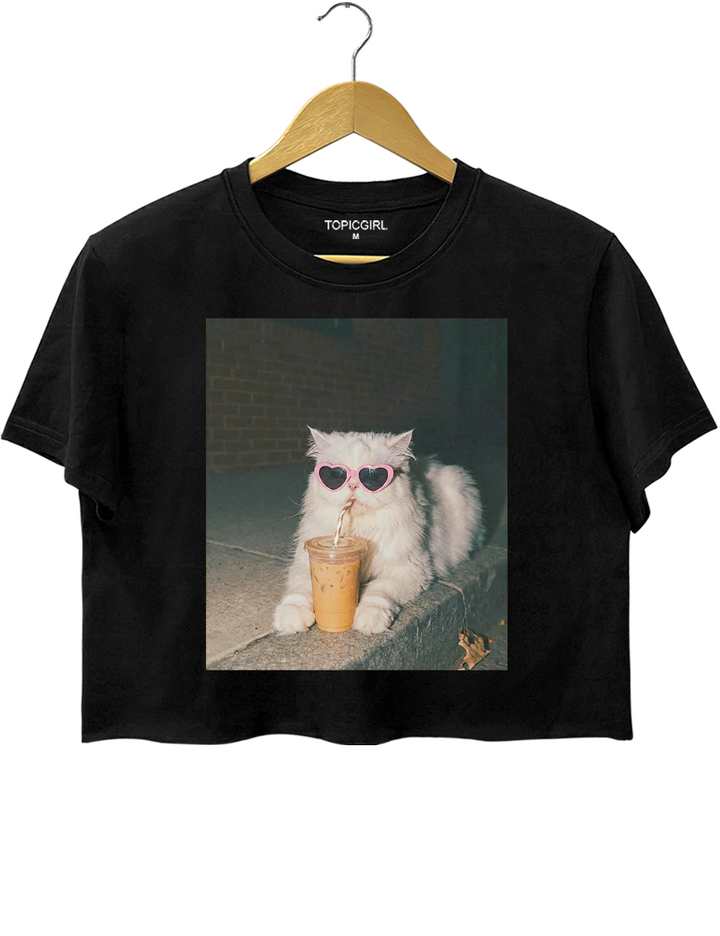 Persian Cat Iced Coffee Crop Top