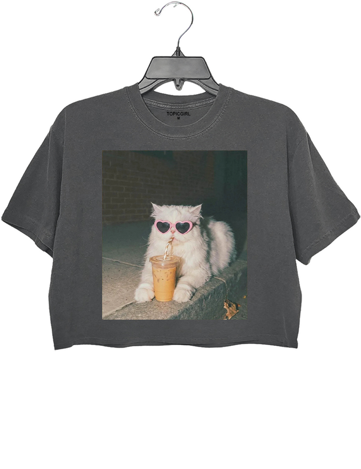 Persian Cat Iced Coffee Crop Top