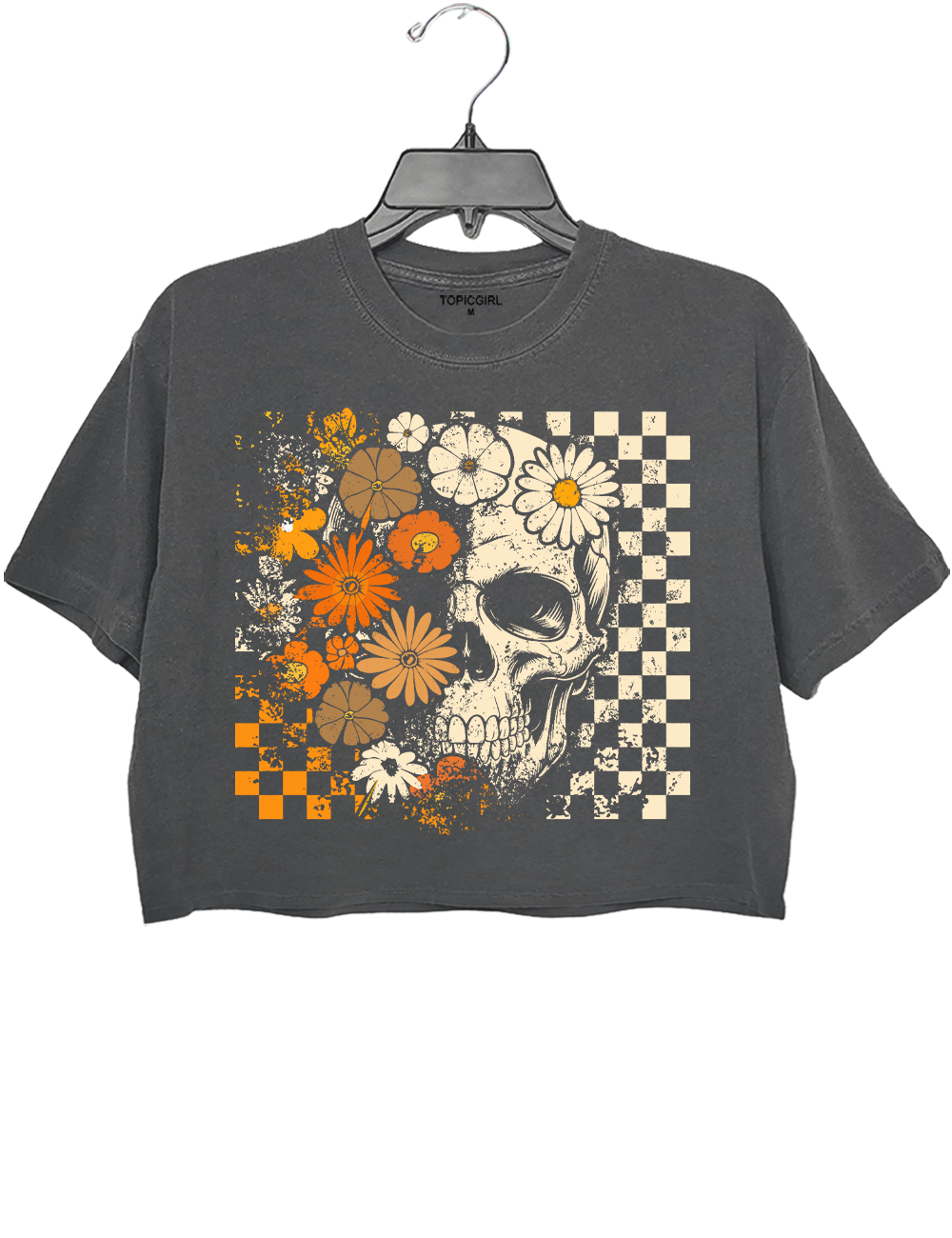 Boho Skull Graphic Cute Spooky Halloween Crop Top