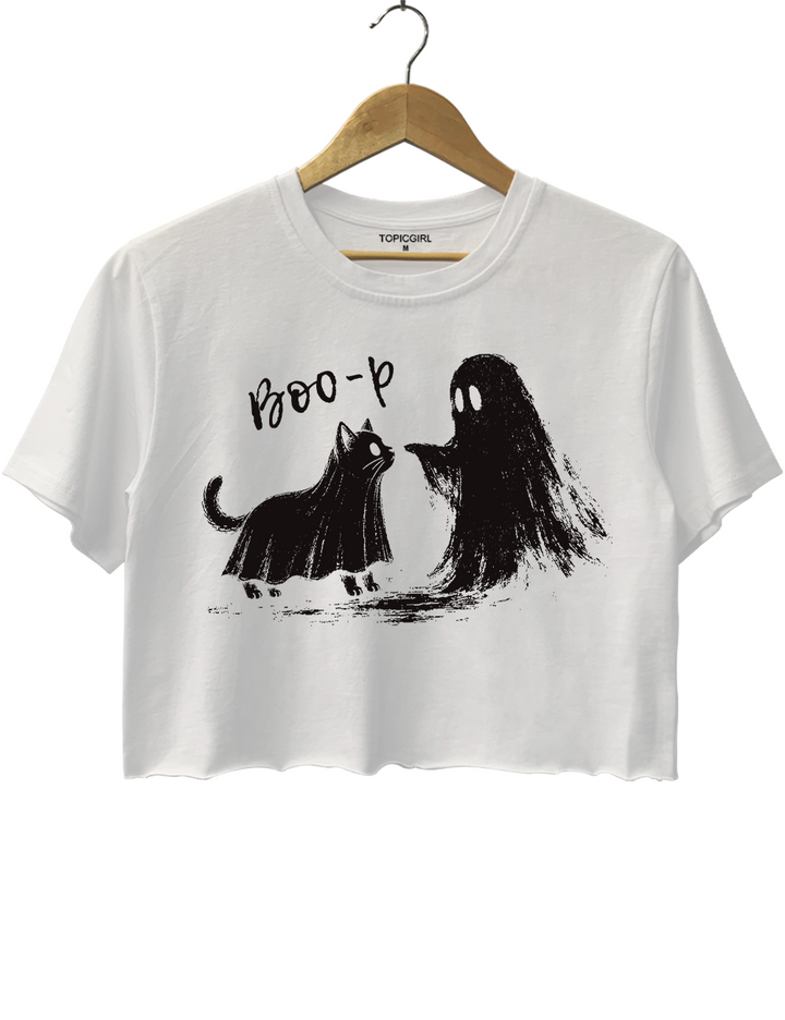 Boo-P Ghost Cat Crop Top
