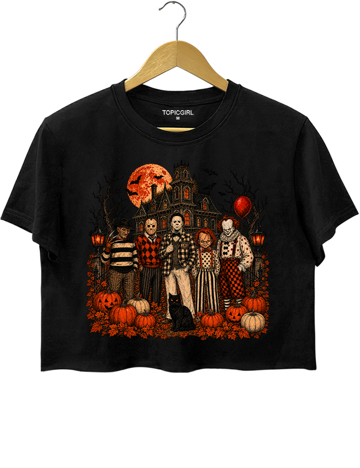 Vintage Horror Legends United Halloween Crop Top