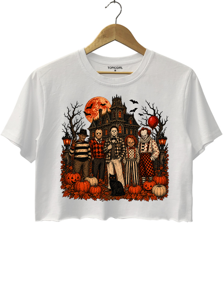 Vintage Horror Legends United Halloween Crop Top