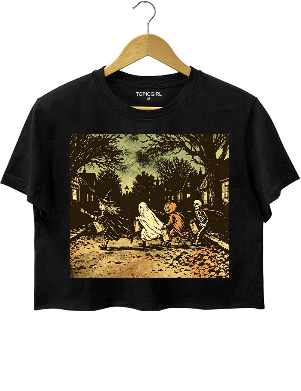 Dark Spooky Witch Skeleton Ghost Pumpkin Skeleton Crop Top
