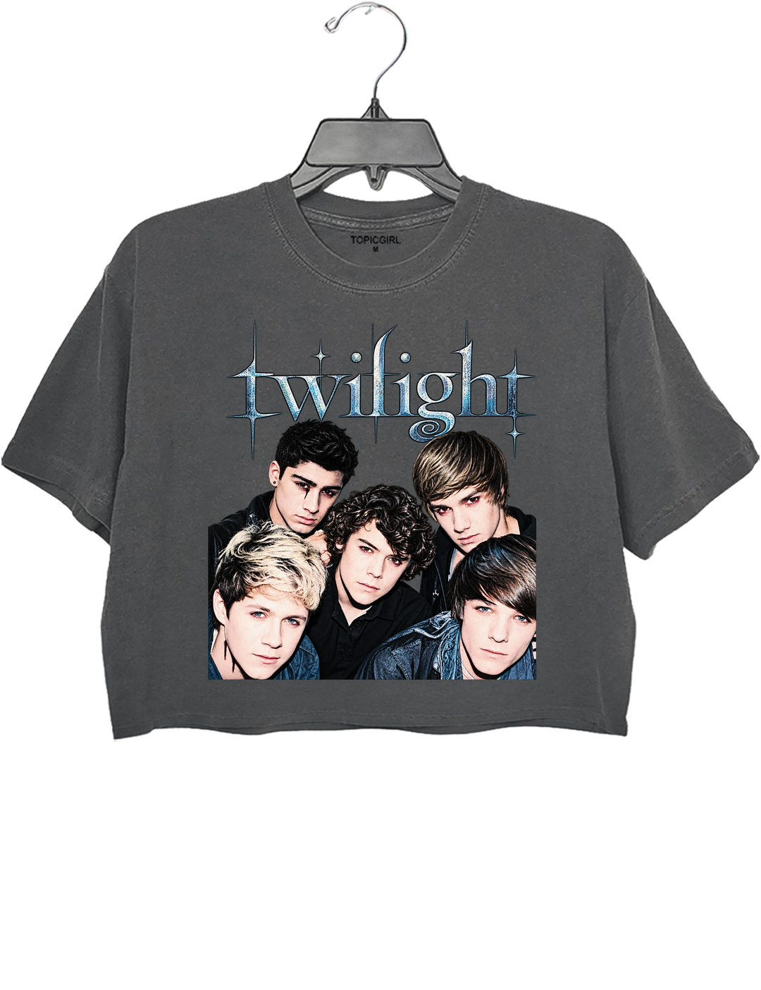 Retro One Direction Crop Top - Gray