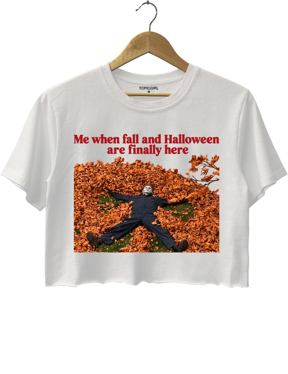 Me When Fall and Halloween Are Finally Here Crop Top - White